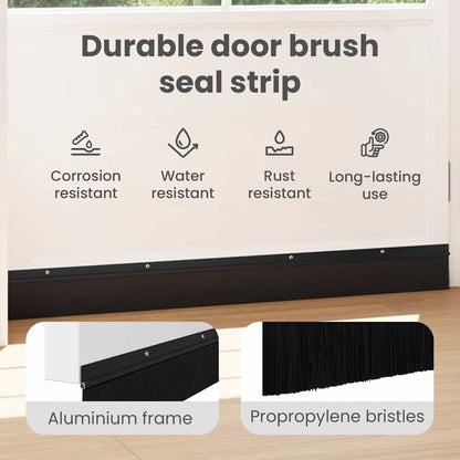 Screw-on Door Brush Seals 12 pcs Black 100 cm Aluminium Alloy
