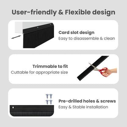 Screw-on Door Brush Seals 12 pcs Black 100 cm Aluminium Alloy