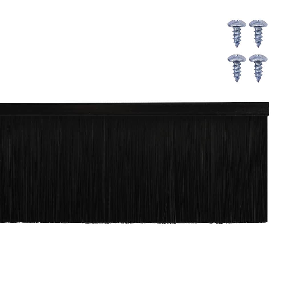 Screw-on Door Brush Seals 2 pcs Black 100 cm Aluminium Alloy