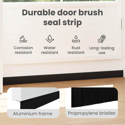 Screw-on Door Brush Seals 6 pcs Black 100 cm Aluminium Alloy