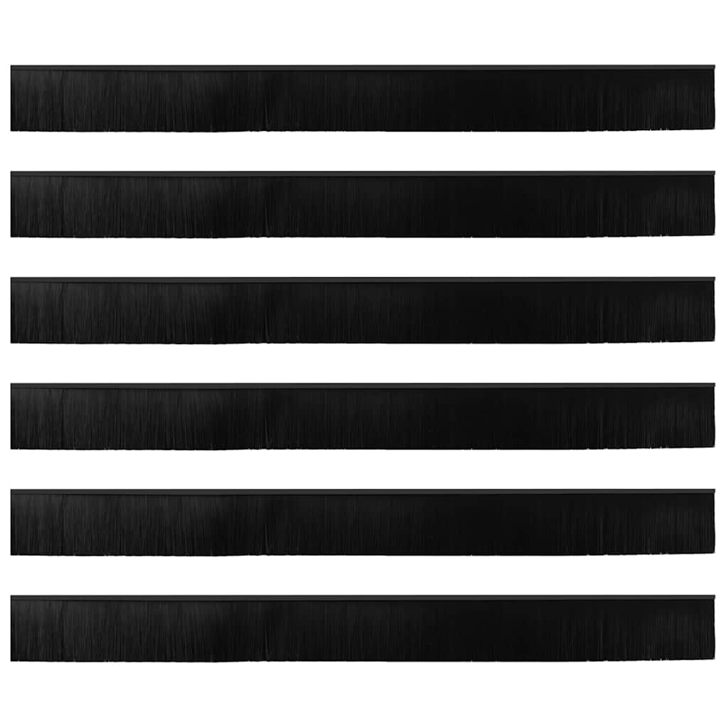 Screw-on Door Brush Seals 6 pcs Black 100 cm Aluminium Alloy