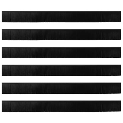 Screw-on Door Brush Seals 6 pcs Black 100 cm Aluminium Alloy