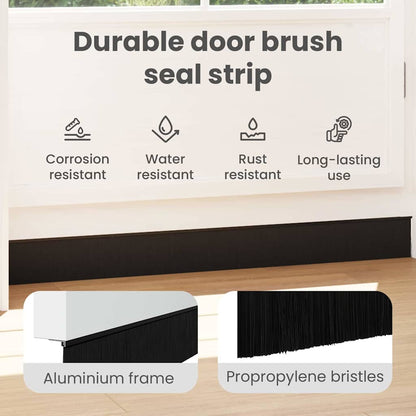 Screw-on Door Brush Seals 6 pcs Black 100 cm Aluminium Alloy