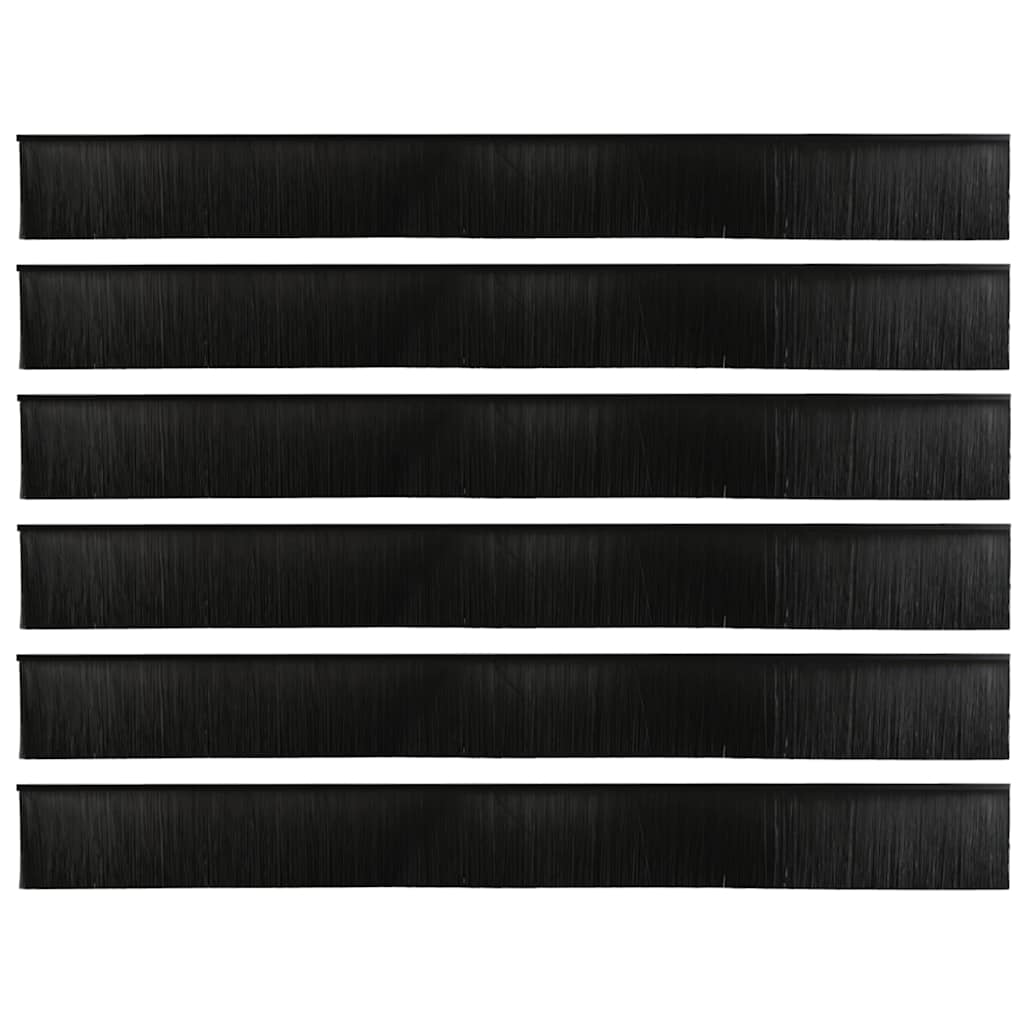 Screw-on Door Brush Seals 6 pcs Black 100 cm Aluminium Alloy