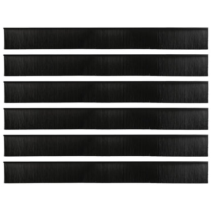 Screw-on Door Brush Seals 6 pcs Black 100 cm Aluminium Alloy