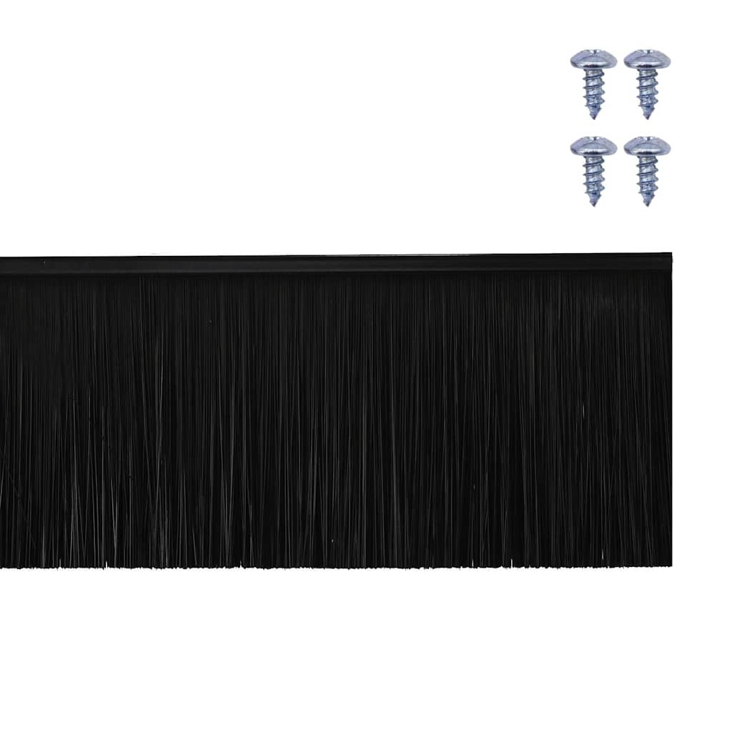 Screw-on Door Brush Seals 6 pcs Black 100 cm Aluminium Alloy
