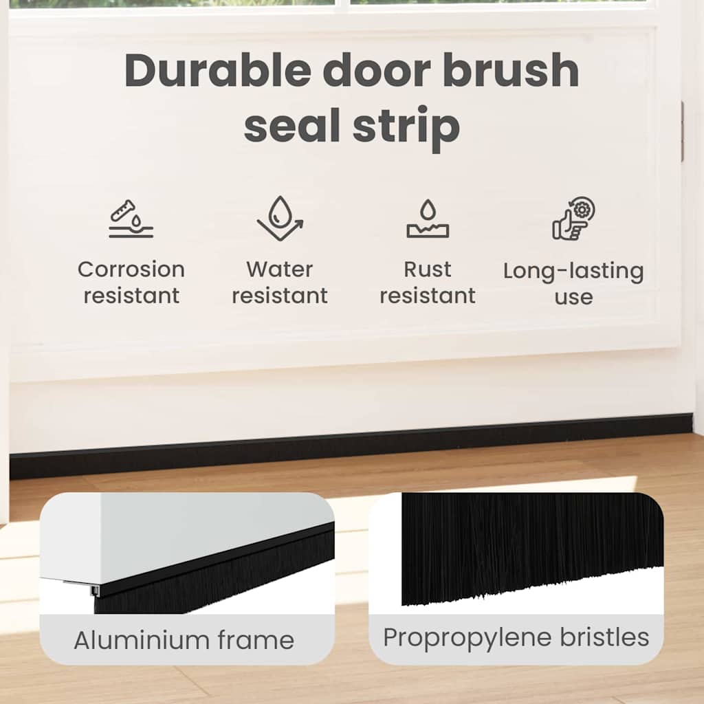 Screw-on Door Brush Seals 12 pcs Black 100 cm Aluminium Alloy