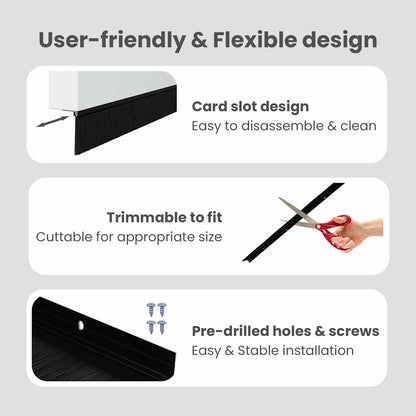 Screw-on Door Brush Seals 12 pcs Black 100 cm Aluminium Alloy