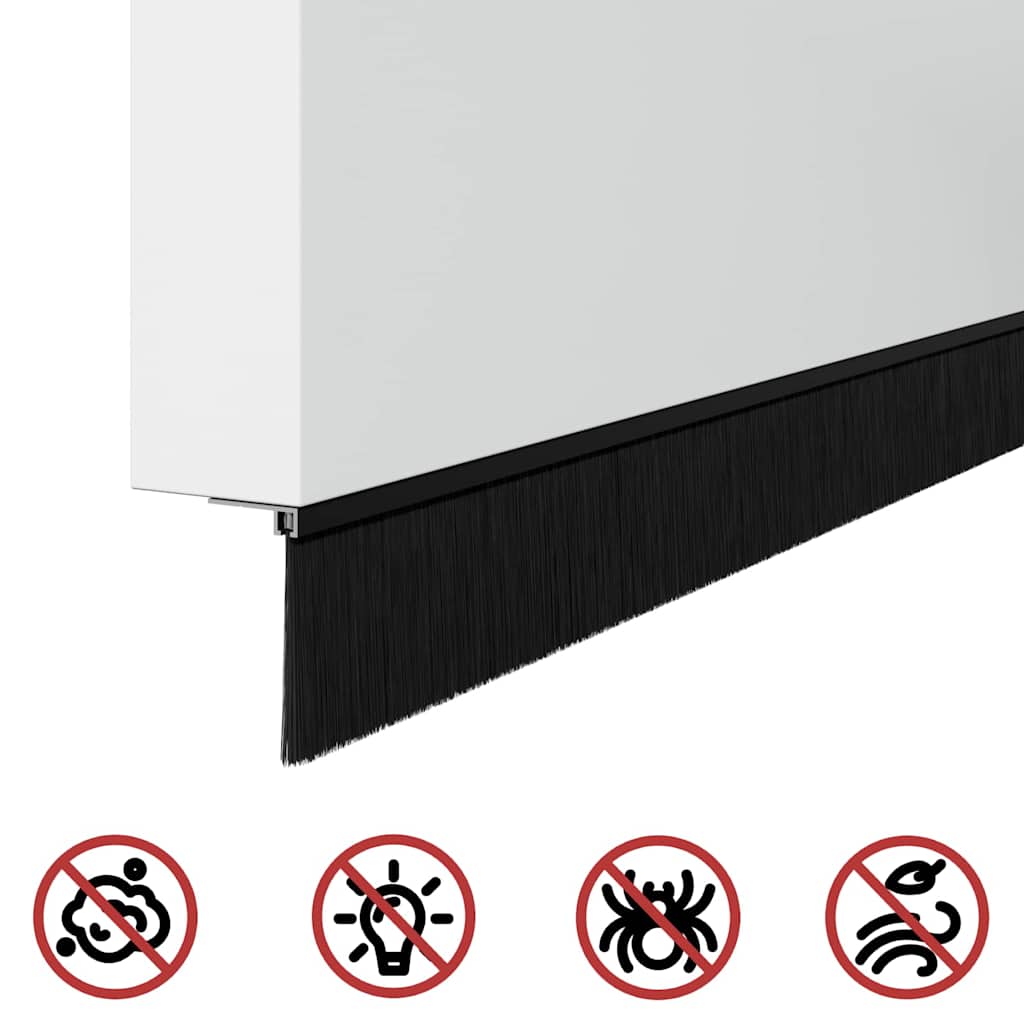 Screw-on Door Brush Seals 12 pcs Black 100 cm Aluminium Alloy