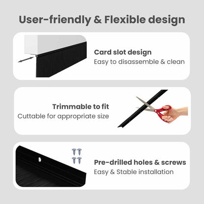 Screw-on Door Brush Seals 12 pcs Black 100 cm Aluminium Alloy