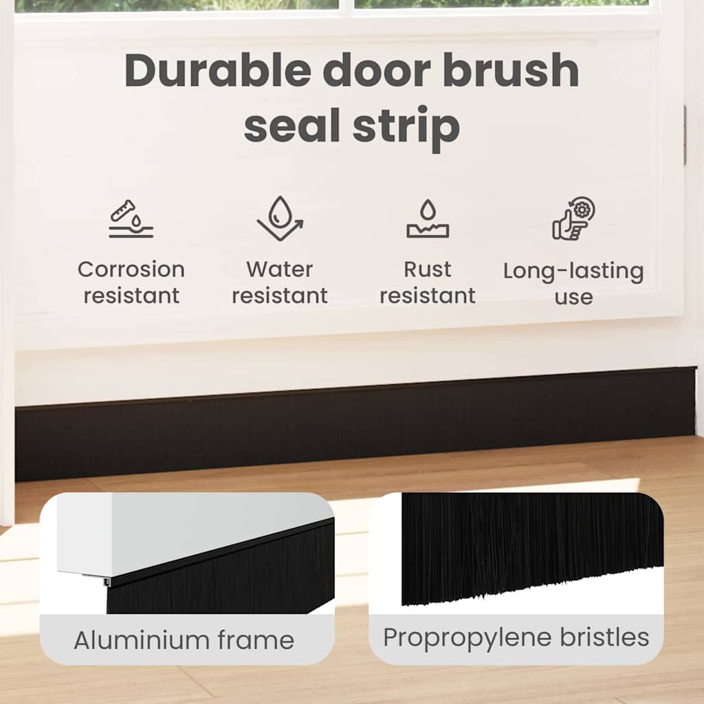 Screw-on Door Brush Seals 12 pcs Black 100 cm Aluminium Alloy