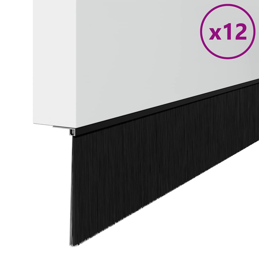 Screw-on Door Brush Seals 12 pcs Black 100 cm Aluminium Alloy