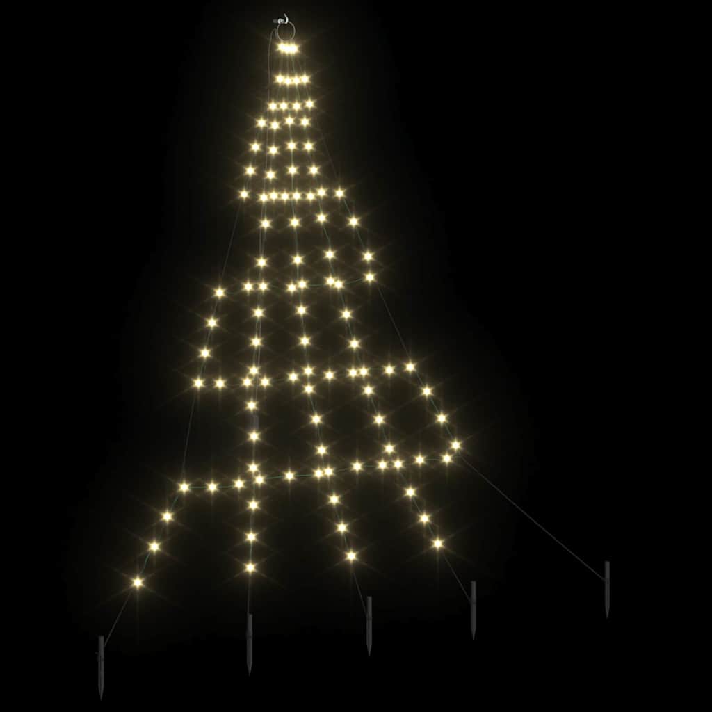 LED Christmas Tree with Ground Spikes Warm White 182 cm Metal