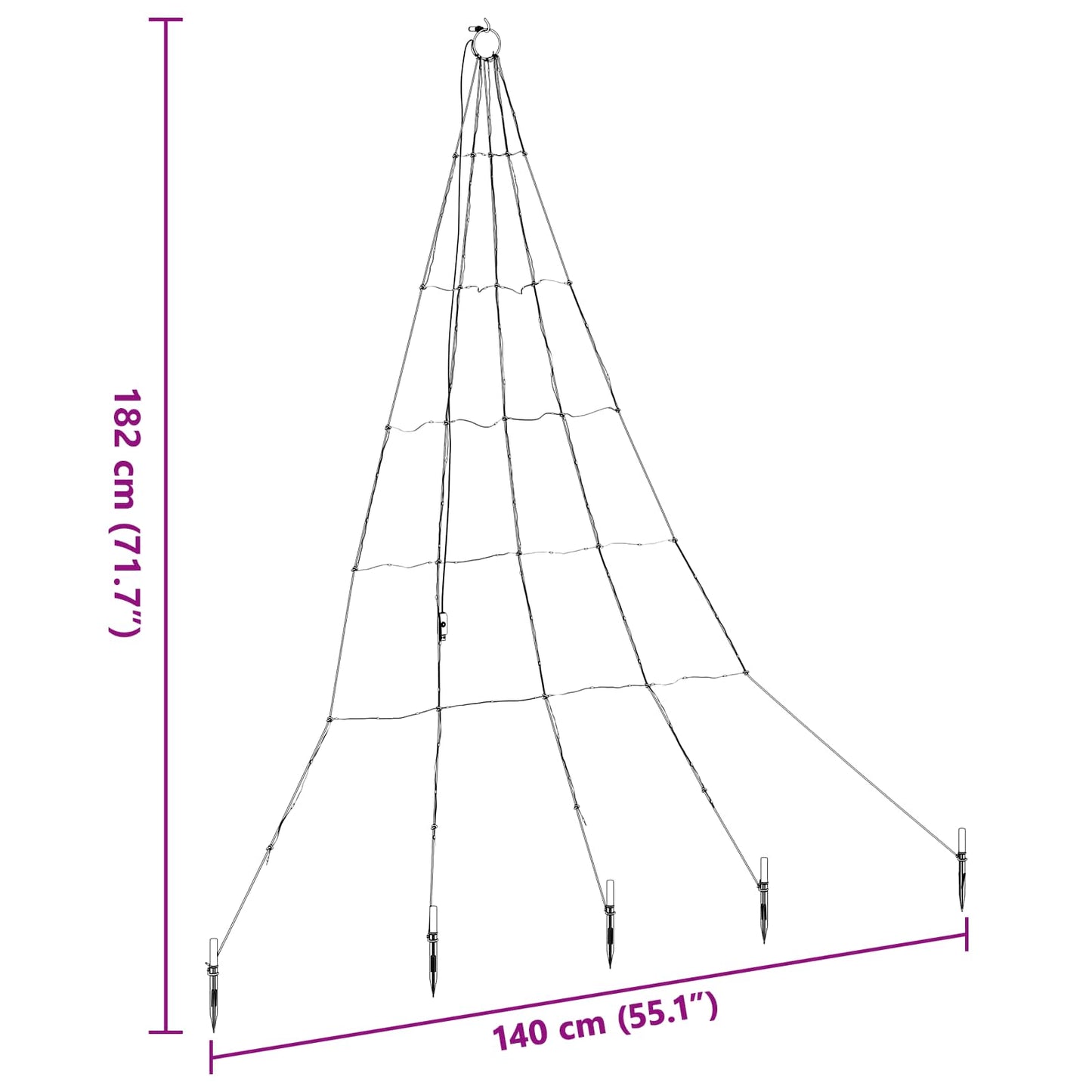 LED Christmas Tree with Ground Spikes Warm White 182 cm Metal