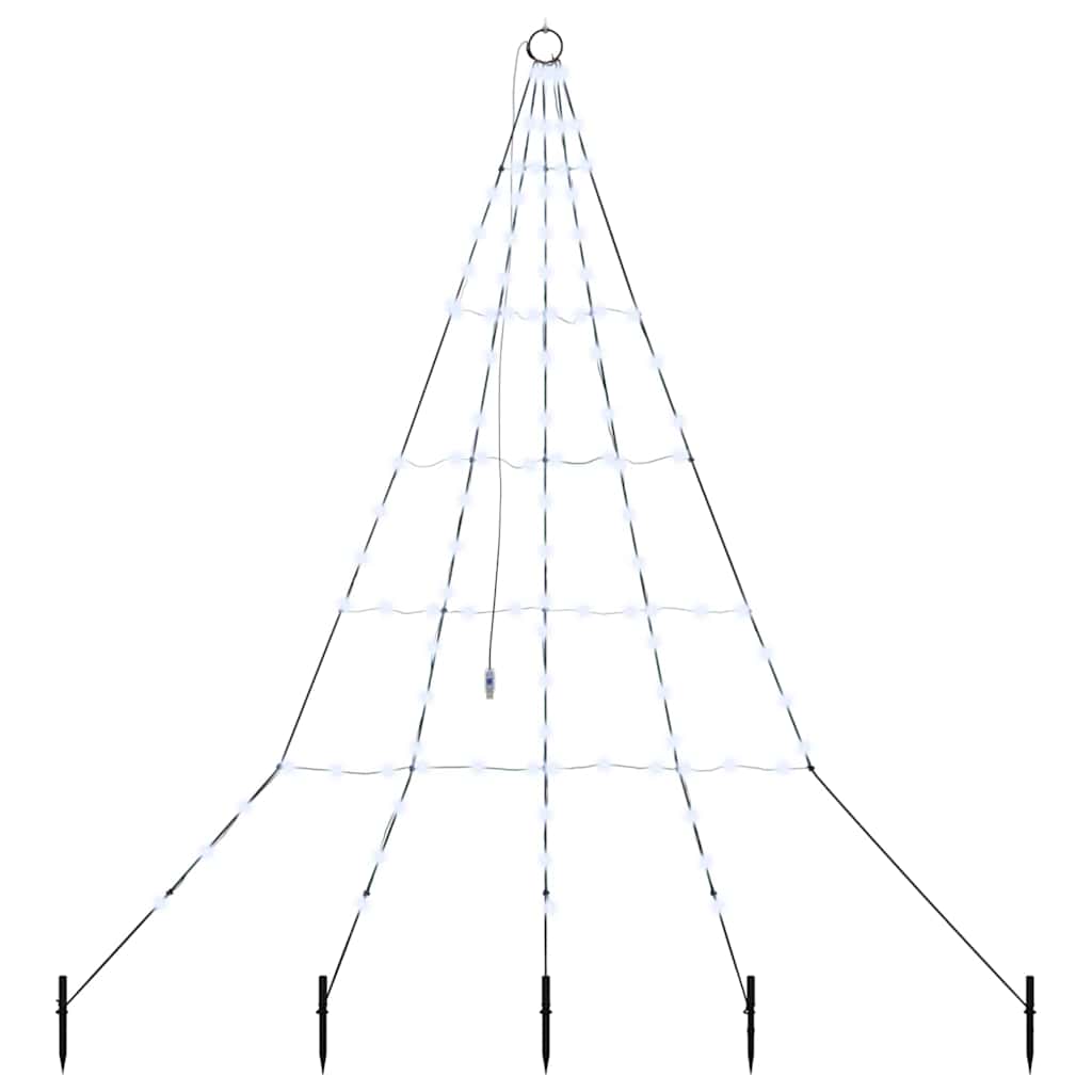 LED Christmas Tree with Ground Spikes Cool White 182 cm Metal