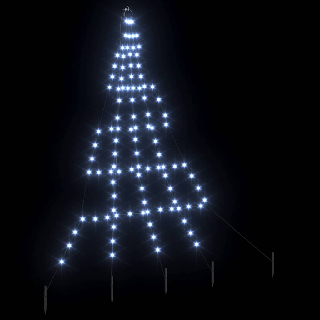 LED Christmas Tree with Ground Spikes Cool White 182 cm Metal
