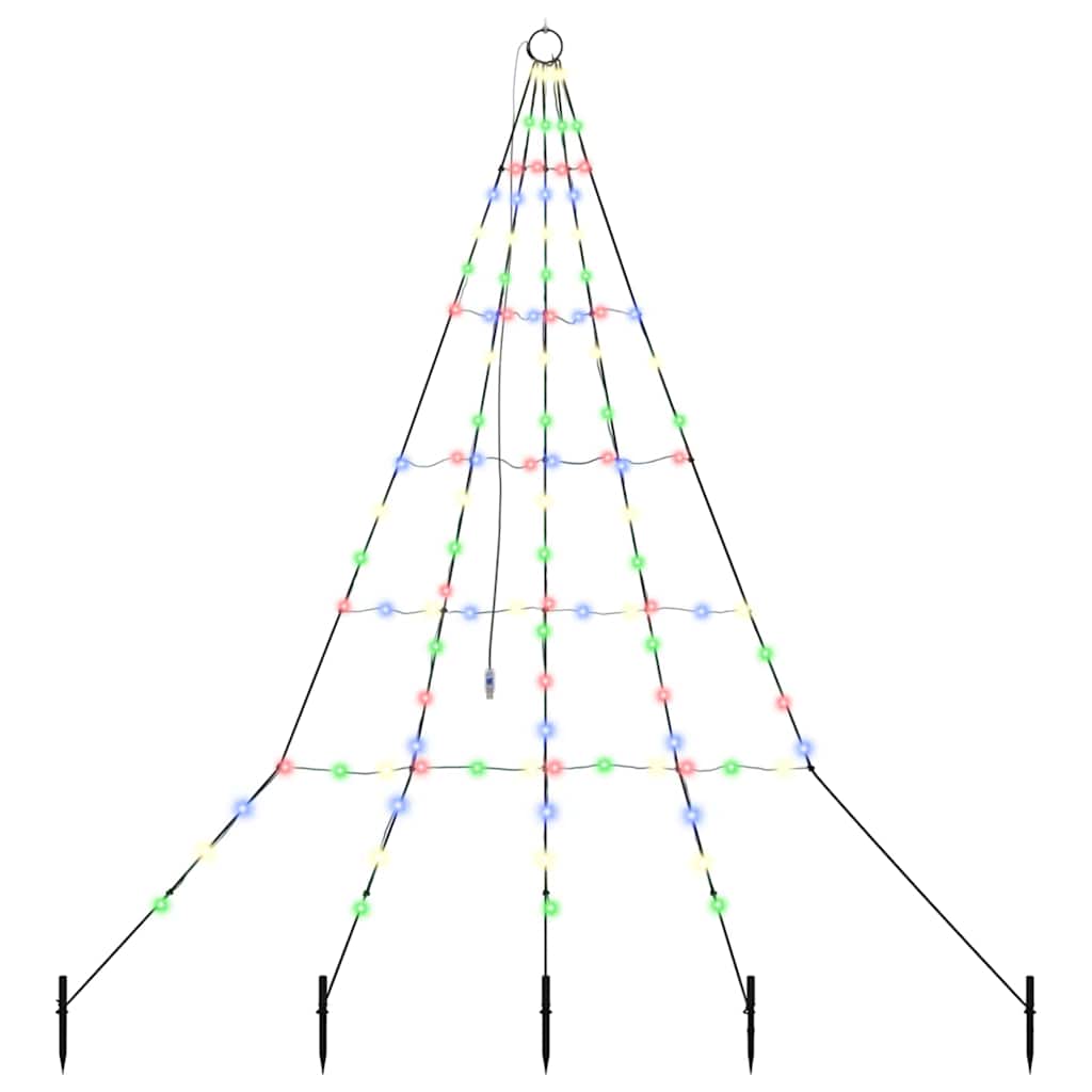 LED Christmas Tree with Ground Spikes Multicolour 182 cm Metal