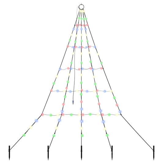 LED Christmas Tree with Ground Spikes Multicolour 182 cm Metal