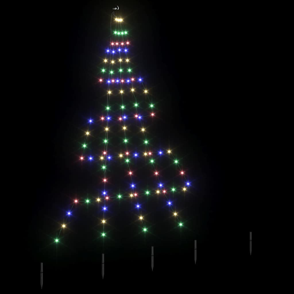 LED Christmas Tree with Ground Spikes Multicolour 182 cm Metal