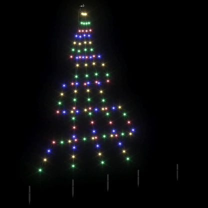 LED Christmas Tree with Ground Spikes Multicolour 182 cm Metal