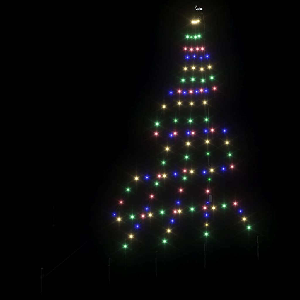 LED Christmas Tree with Ground Spikes Multicolour 182 cm Metal