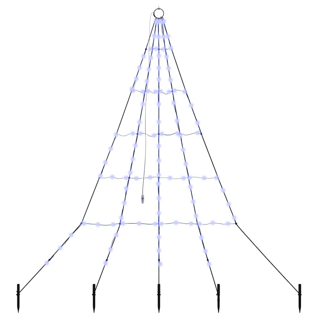 LED Christmas Tree with Ground Spikes Blue 182 cm Metal