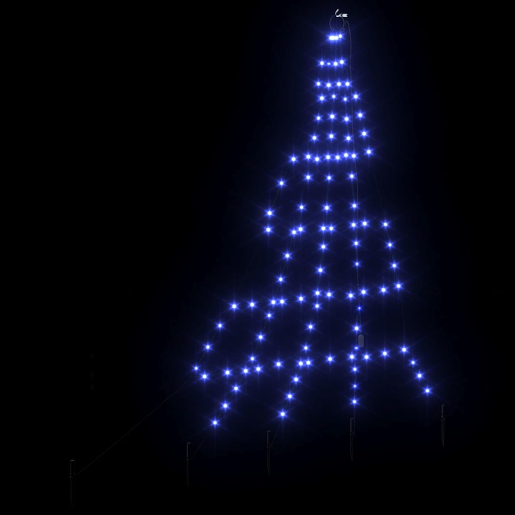 LED Christmas Tree with Ground Spikes Blue 182 cm Metal