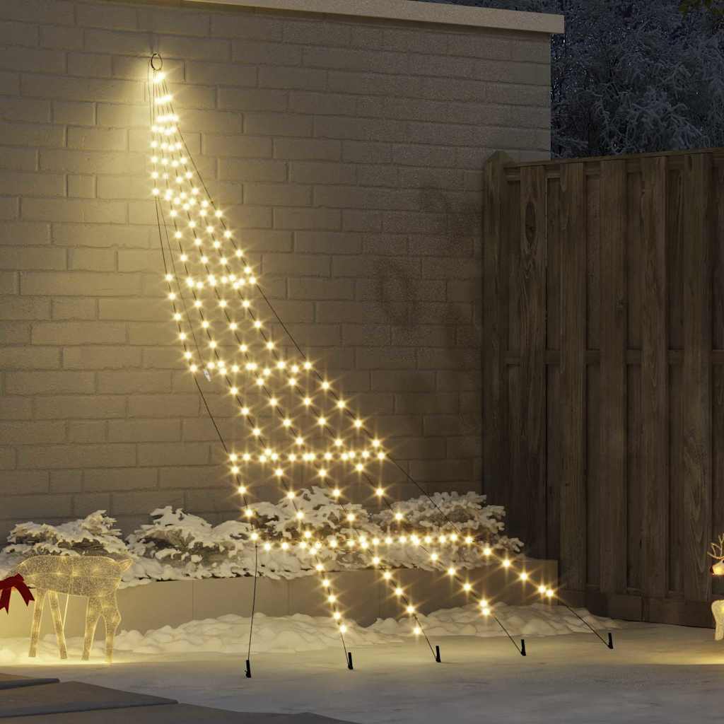 LED Christmas Tree with Ground Spikes Warm White 306 cm Metal
