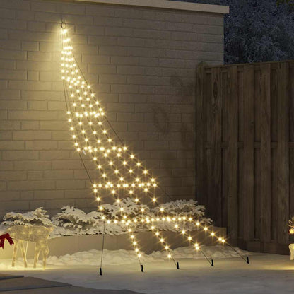 LED Christmas Tree with Ground Spikes Warm White 306 cm Metal