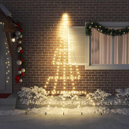 LED Christmas Tree with Ground Spikes Warm White 306 cm Metal