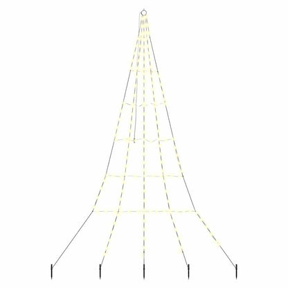 LED Christmas Tree with Ground Spikes Warm White 306 cm Metal