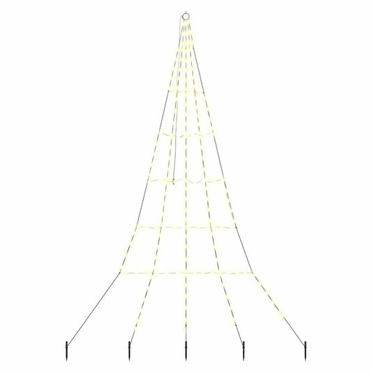 LED Christmas Tree with Ground Spikes Warm White 306 cm Metal
