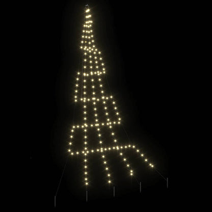 LED Christmas Tree with Ground Spikes Warm White 306 cm Metal