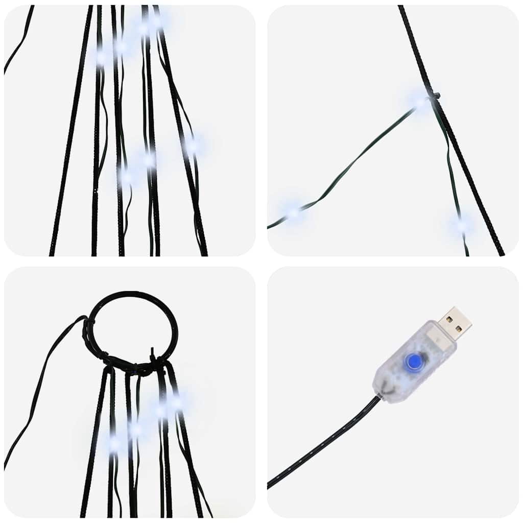 LED Christmas Tree with Ground Spikes Cool White 306 cm Metal