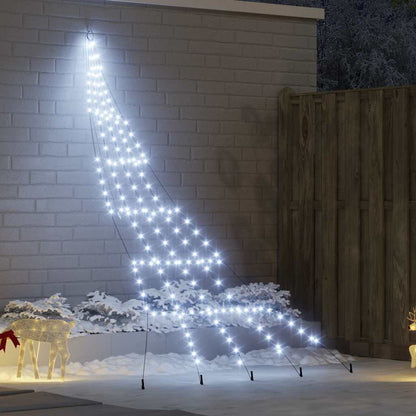 LED Christmas Tree with Ground Spikes Cool White 306 cm Metal