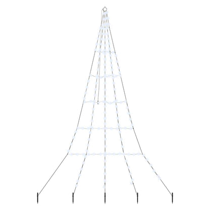 LED Christmas Tree with Ground Spikes Cool White 306 cm Metal