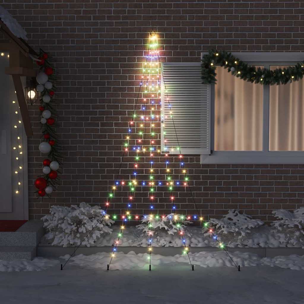 LED Christmas Tree with Ground Spikes Multicolour 306 cm Metal