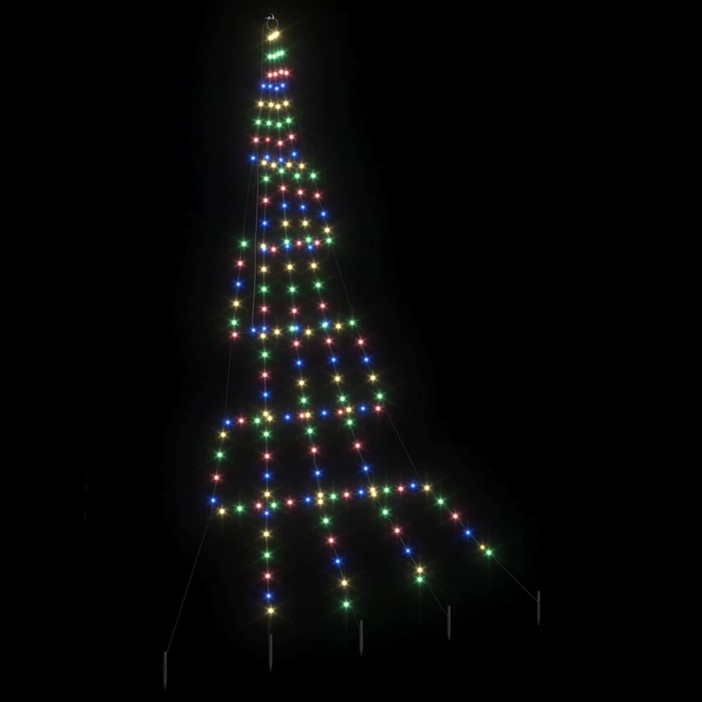 LED Christmas Tree with Ground Spikes Multicolour 306 cm Metal
