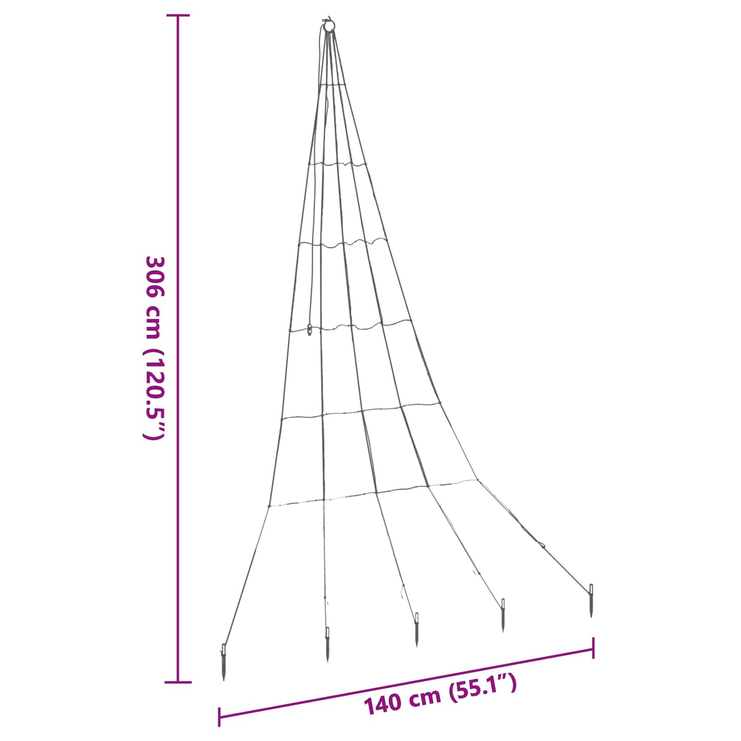 LED Christmas Tree with Ground Spikes Multicolour 306 cm Metal