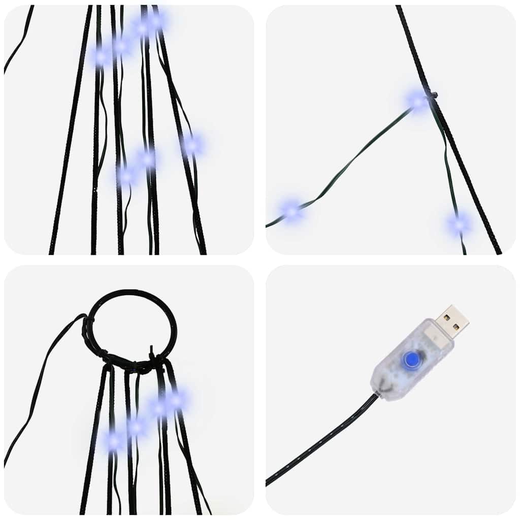 LED Christmas Tree with Ground Spikes Blue 306 cm Metal