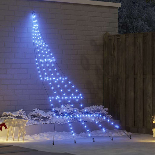 LED Christmas Tree with Ground Spikes Blue 306 cm Metal