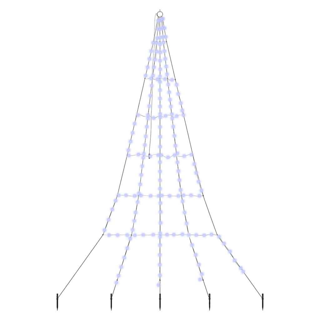 LED Christmas Tree with Ground Spikes Blue 306 cm Metal