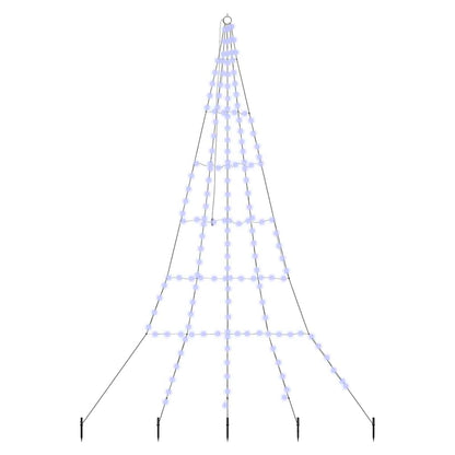 LED Christmas Tree with Ground Spikes Blue 306 cm Metal