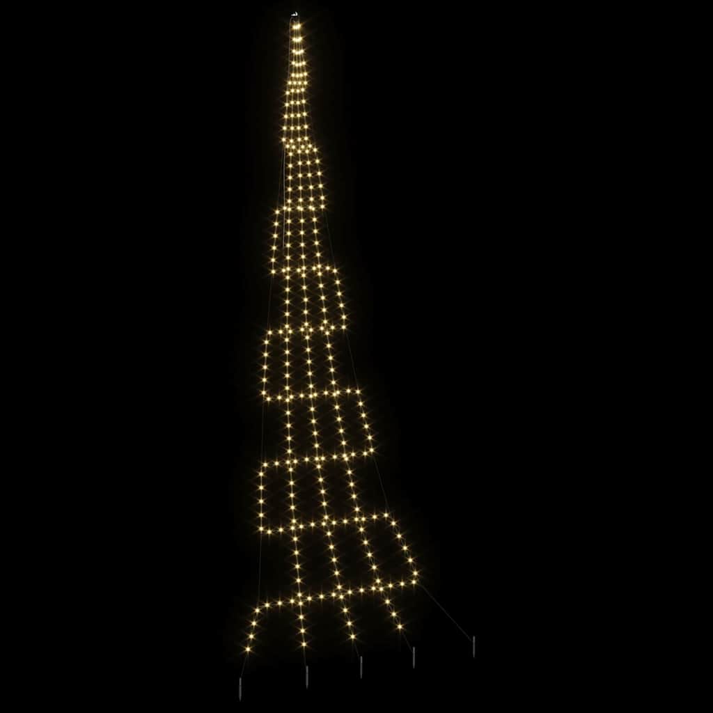 LED Christmas Tree with Ground Spikes Warm White 511 cm Metal