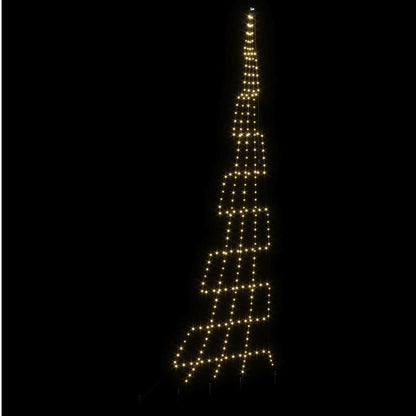 LED Christmas Tree with Ground Spikes Warm White 511 cm Metal