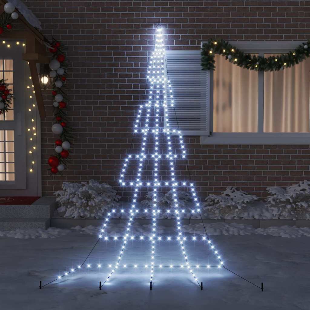 LED Christmas Tree with Ground Spikes Cool White 511 cm Metal