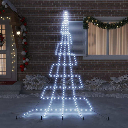 LED Christmas Tree with Ground Spikes Cool White 511 cm Metal
