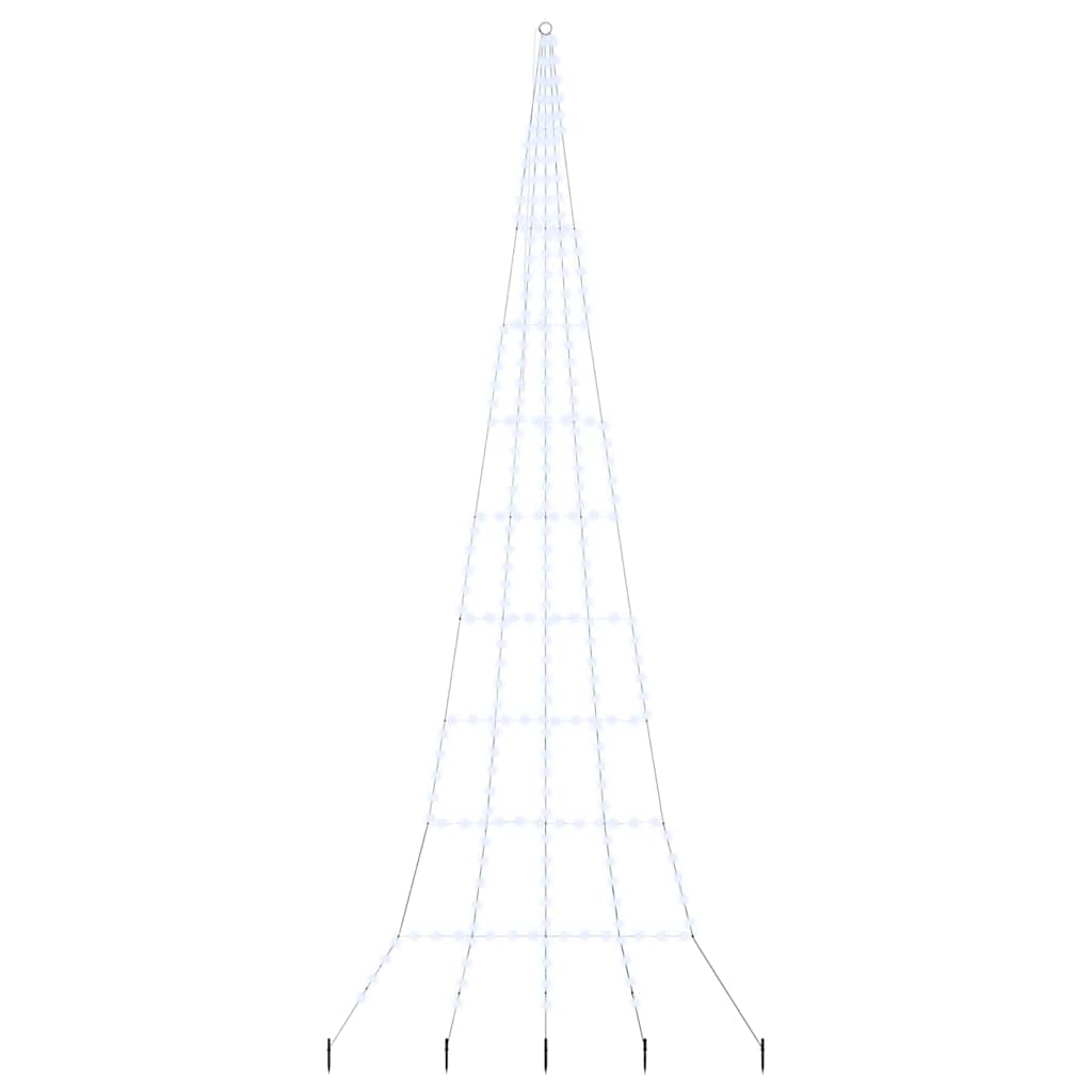 LED Christmas Tree with Ground Spikes Cool White 511 cm Metal