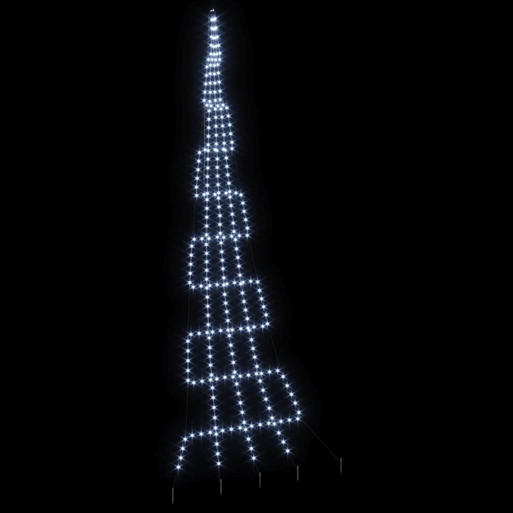 LED Christmas Tree with Ground Spikes Cool White 511 cm Metal