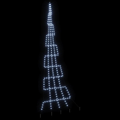 LED Christmas Tree with Ground Spikes Cool White 511 cm Metal